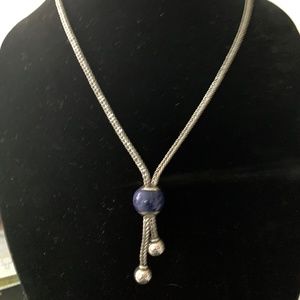 Adjustable Lapis and silver necklace